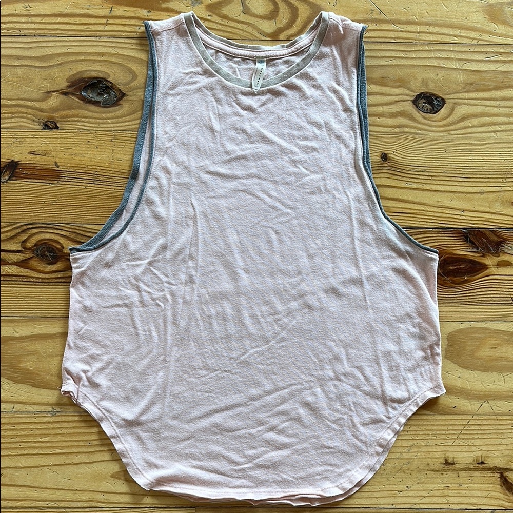 Free People Cream Gray Sleeveless Muscle Tee